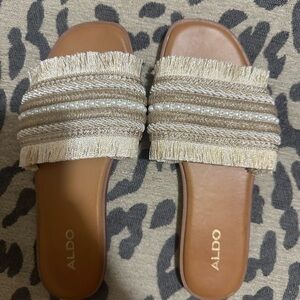 ALDO Women's Tan Fringe Sandals